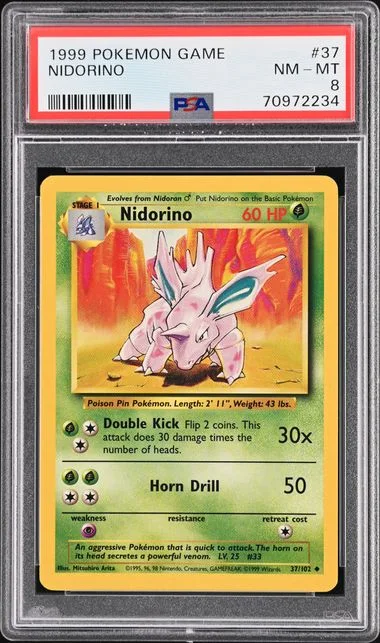 1999 Pokemon Base Set Nidorino #37 card image