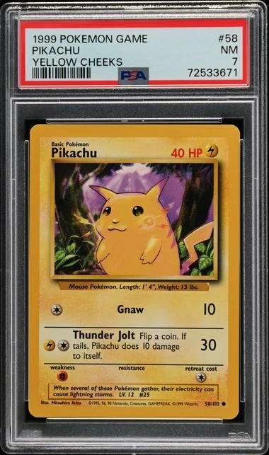 1999 Pokemon Base Set Pikachu, Yellow Cheeks #58 card image