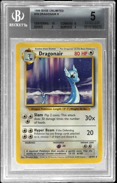 1999 Pokemon Base Set Rare Dragonair #18 card image
