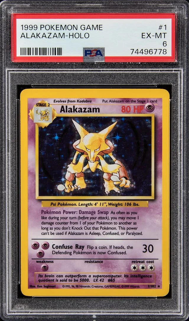 1999 Pokemon Base Set Rare Holofoil Alakazam #1 card image