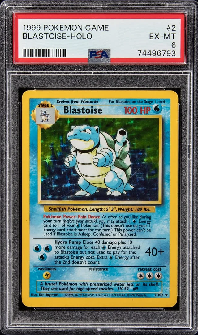 1999 Pokemon Base Set Rare Holofoil Blastoise #2 card image