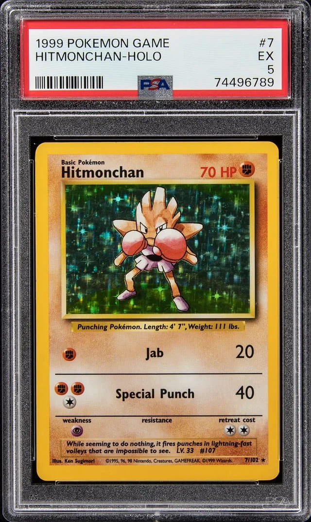 1999 Pokemon Base Set Rare Holofoil Hitmonchan #7 card image