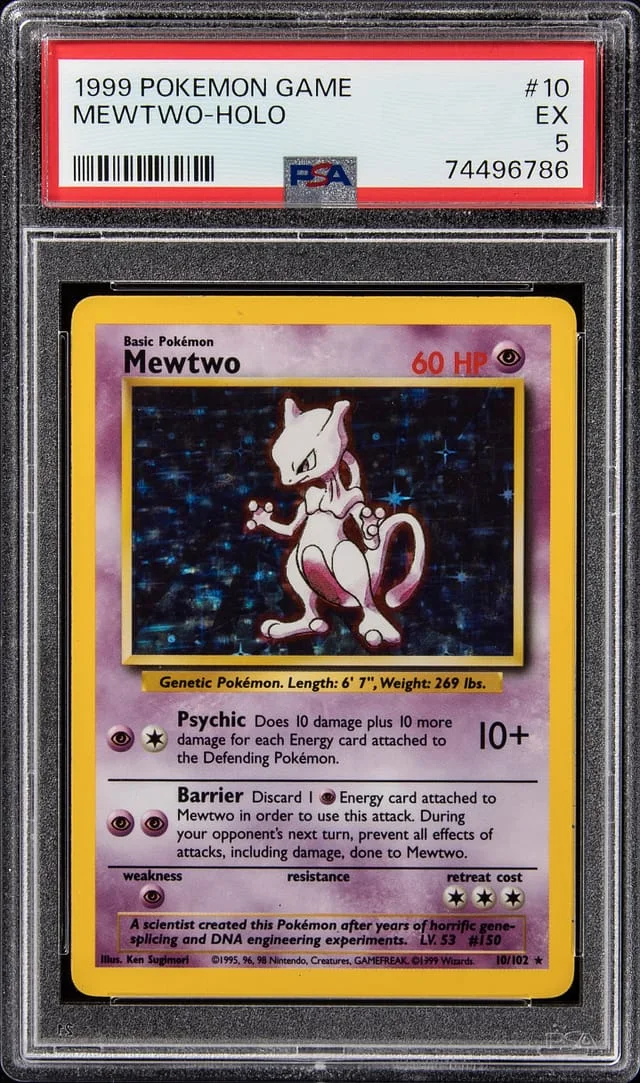 1999 Pokemon Base Set Rare Holofoil Mewtwo #10 card image