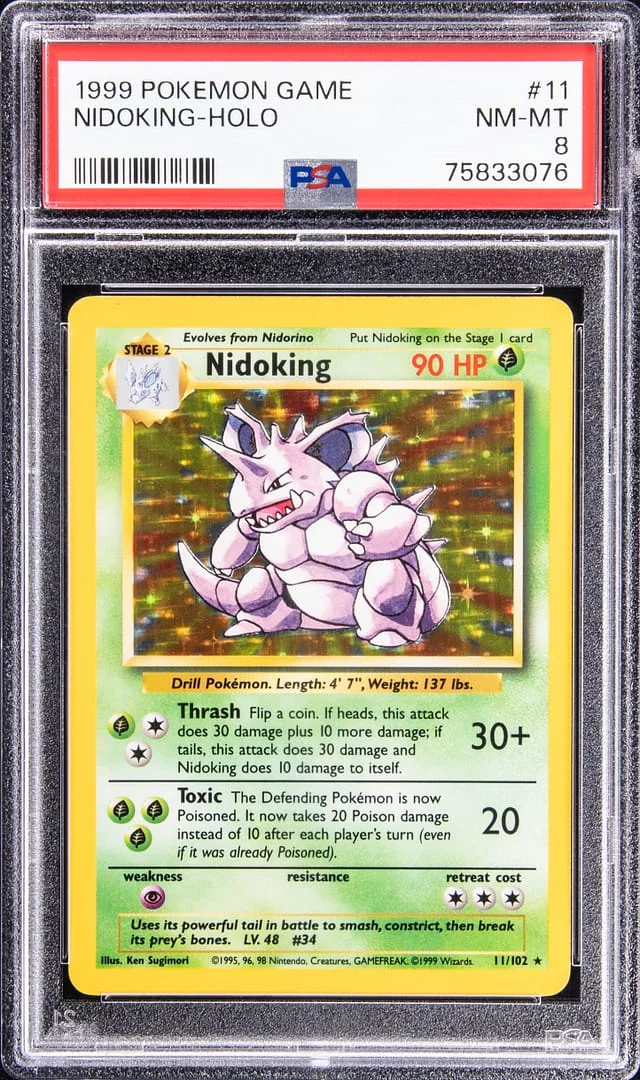 1999 Pokemon Base Set Rare Holofoil Nidoking #11 card image