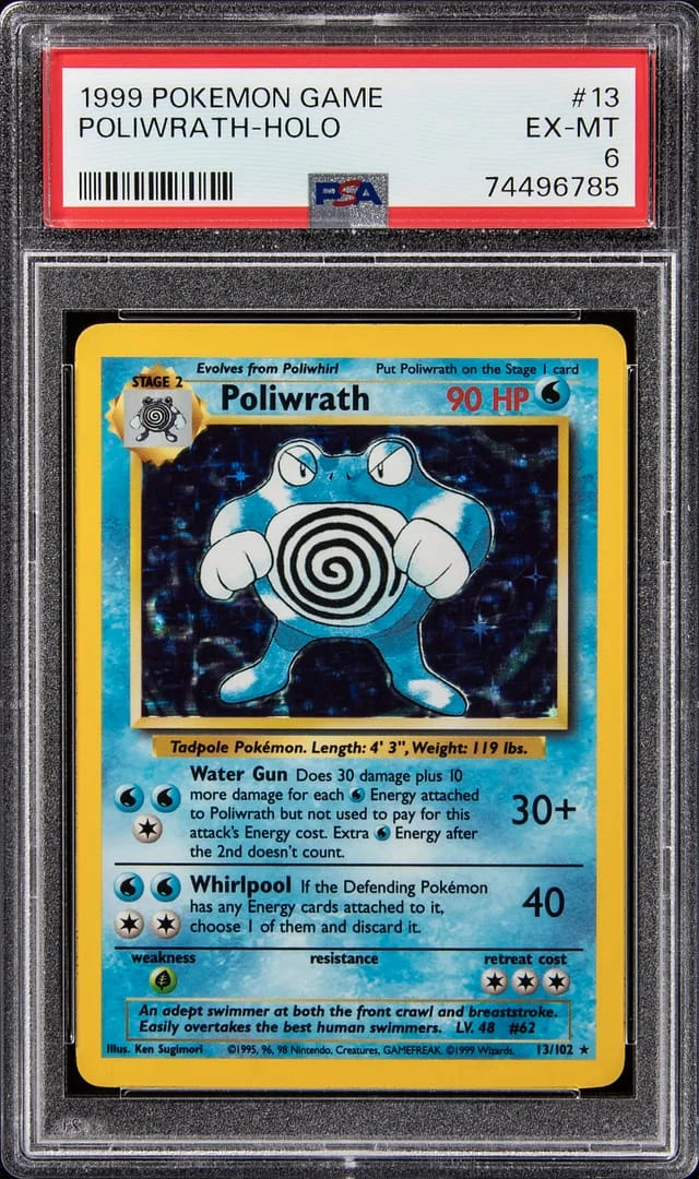 1999 Pokemon Base Set Rare Holofoil Poliwrath #13 card image