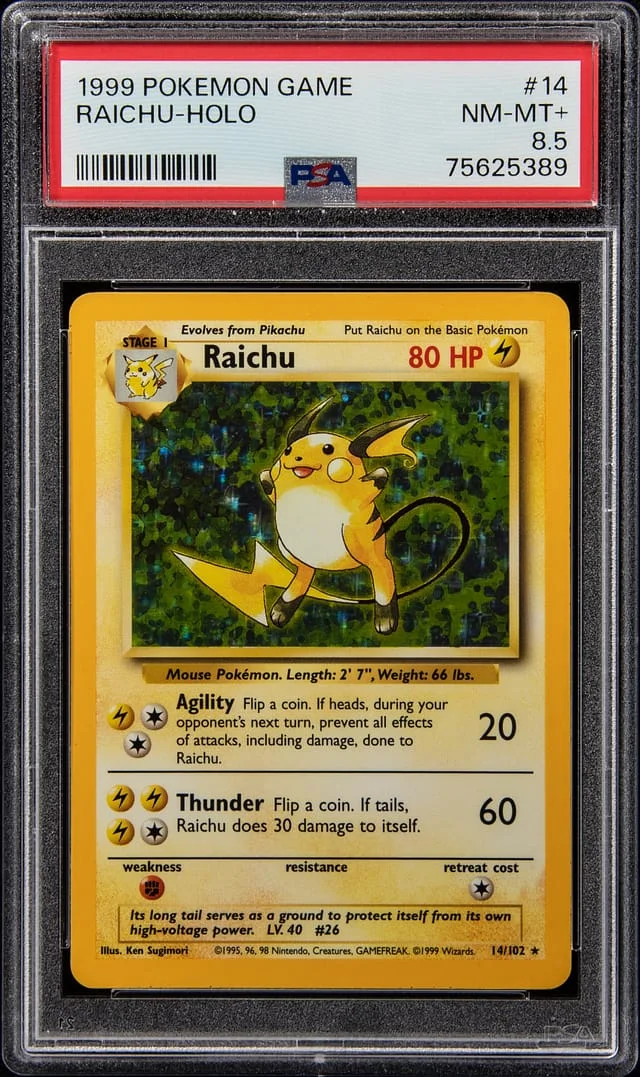 1999 Pokemon Base Set Rare Holofoil Raichu #14 card image