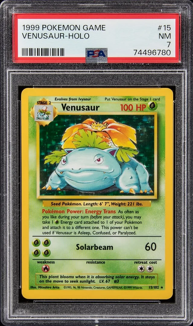 1999 Pokemon Base Set Rare Holofoil Venusaur #15 card image