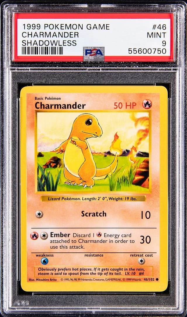 1999 Pokemon Base Set Shadowless Charmander #46 card image