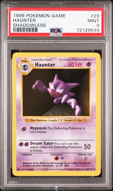 1999 Pokemon Base Set Shadowless Haunter #29 card image