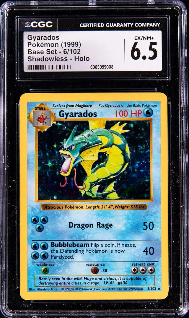 1999 Pokemon Base Set Shadowless Holo Gyardos #6 card image