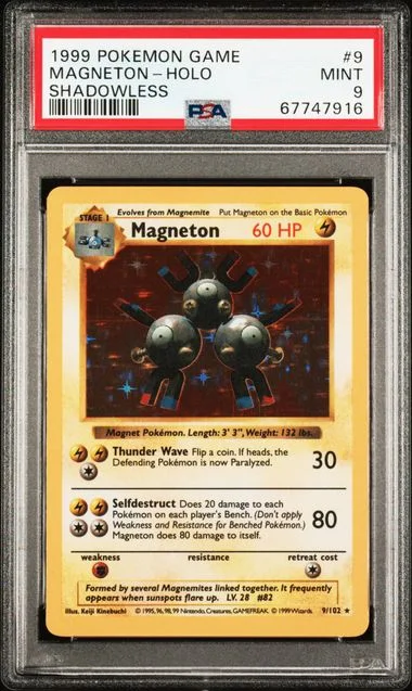 1999 Pokemon Base Set Shadowless Holofoil Magneton #9 card image