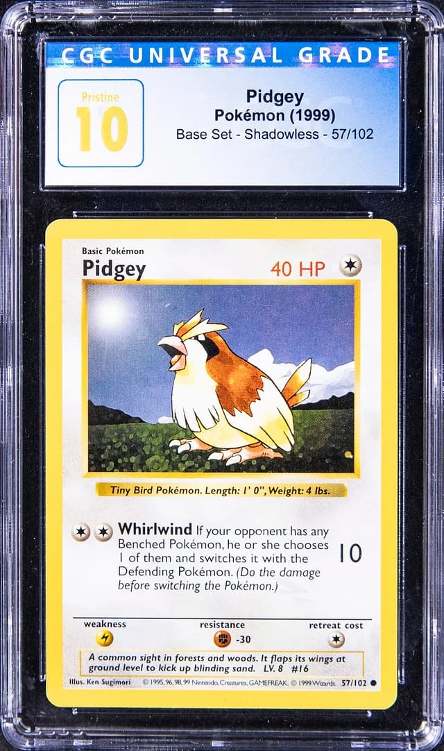 1999 Pokemon Base Set Shadowless Pidgey #57 card image