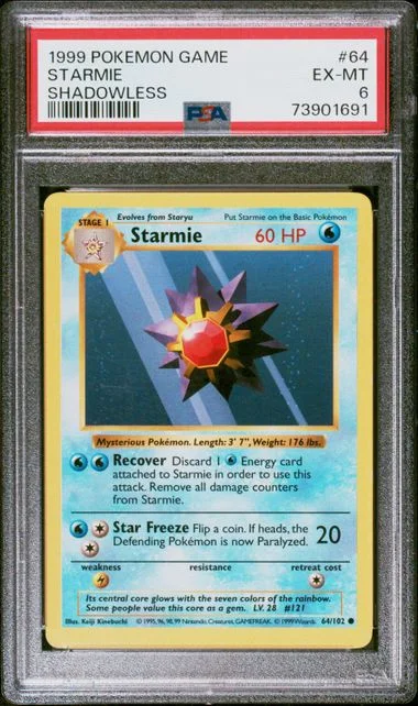 1999 Pokemon Base Set Shadowless Starmie #64 card image