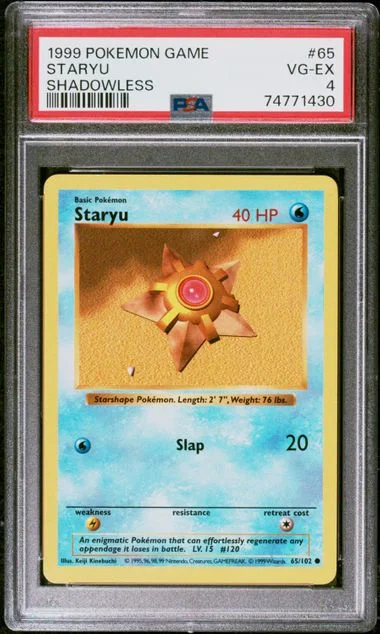 1999 Pokemon Base Set Shadowless Staryu #65 card image