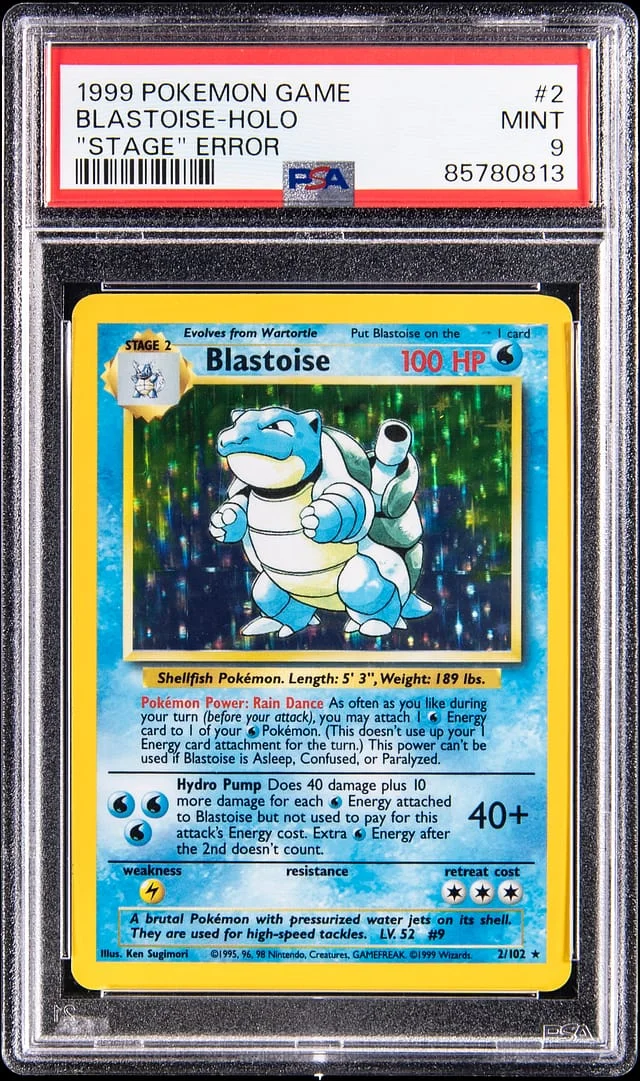 1999 Pokemon Base Set Stage Error Holo Blastoise #2 card image