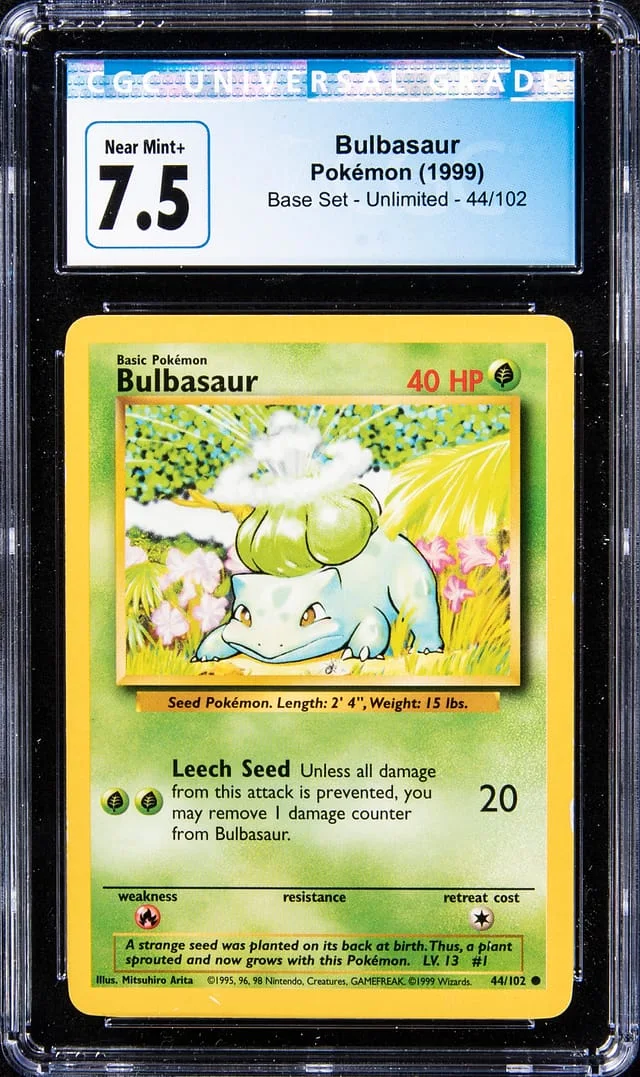 1999 Pokemon Base Set Unlimited Bulbasaur #44 card image