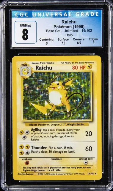 1999 Pokemon Base Set Unlimited Holofoil Raichu #14 card image