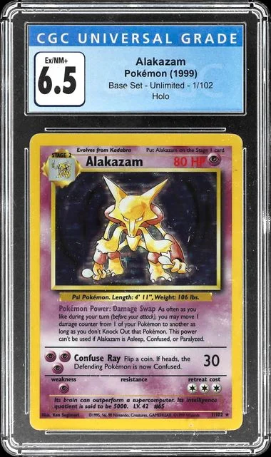 1999 Pokemon Base Set Unlimited Rare Holofoil Alakazam #1 card image
