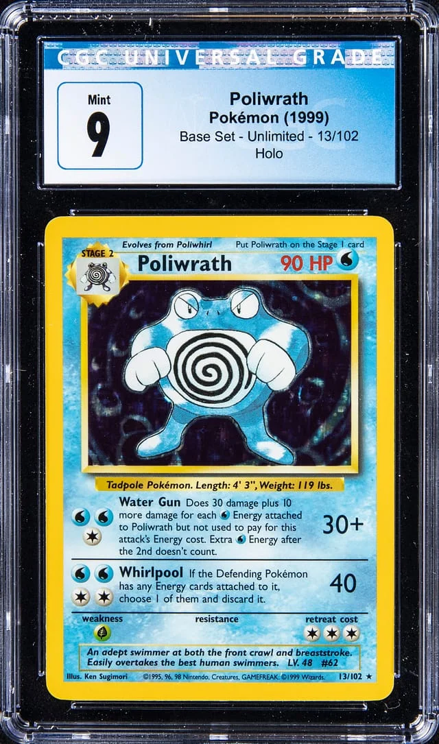 1999 Pokemon Base Set Unlimited Rare Holofoil Poliwrath #13 card image