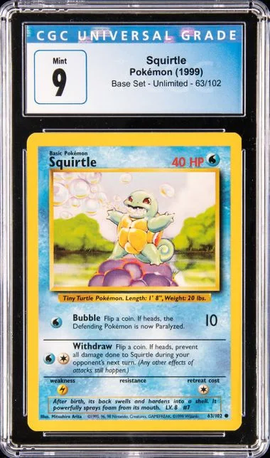 1999 Pokemon Base Set Unlimited Squirtle #63 card image