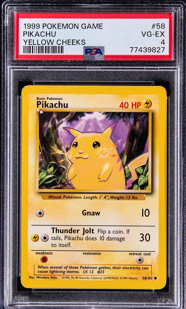 1999 Pokemon Base Set Yellow Cheeks Pikachu #58 card image