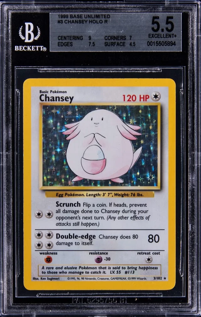 1999 Pokemon Base Unlimited Holo R Chansey #3 card image