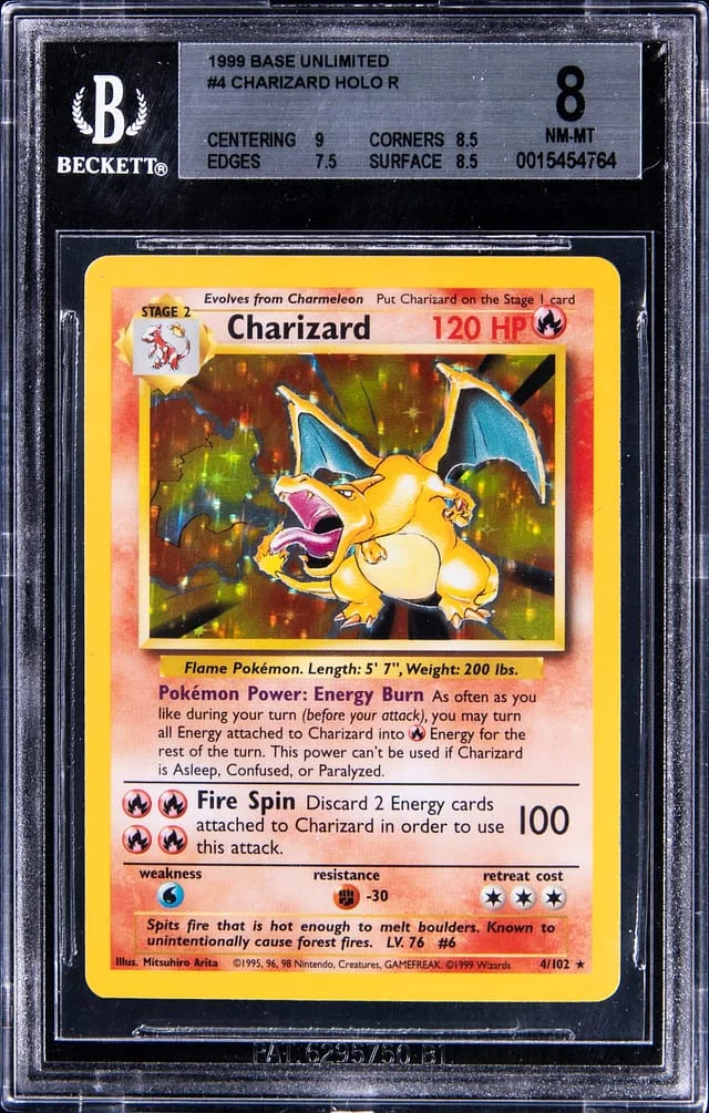 1999 Pokemon Base Unlimited Holo R Charizard #4 card image