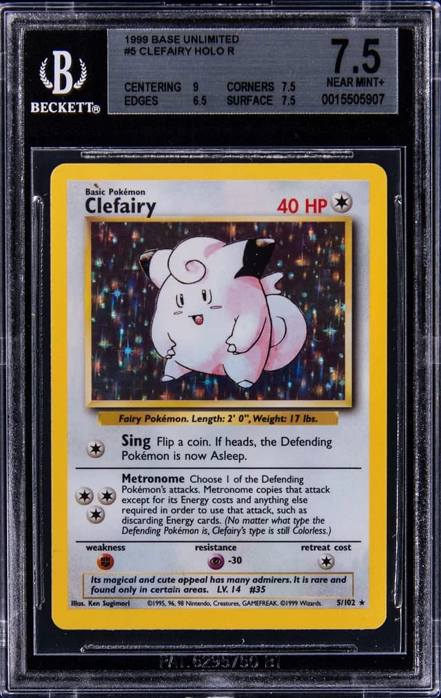 1999 Pokemon Base Unlimited Holo R Clefairy #5 card image