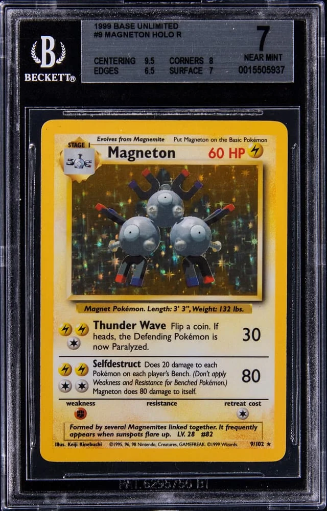 1999 Pokemon Base Unlimited Holo R Magneton #9 card image