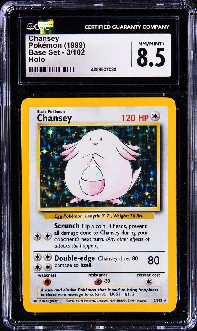 1999 Pokemon Baset Set Rare Holofoil Chansey #3 card image