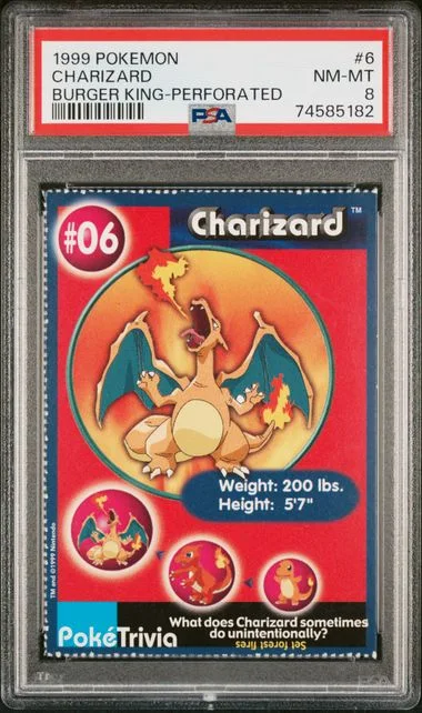 1999 Pokemon Burger King Perforated Charizard #6 card image