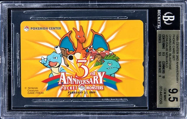 1999 Pokemon Center Anniversary Phone Card Set Charizard/Blastoise/Venusaur #3rd card image