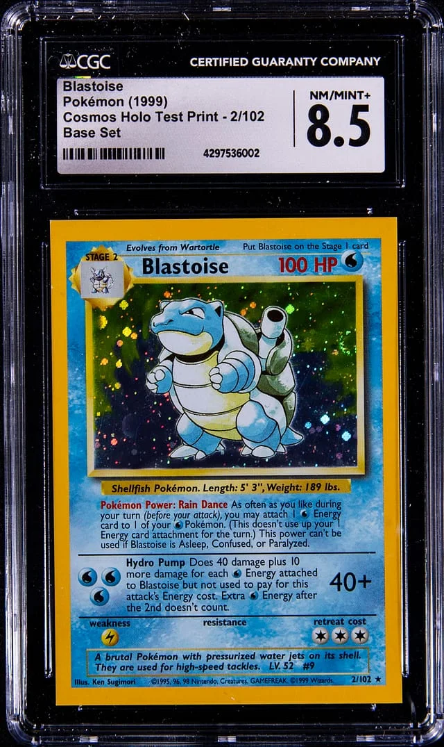 1999 Pokemon Cosmos Holo Test Print Rare Holofoil Blastoise #2 card image