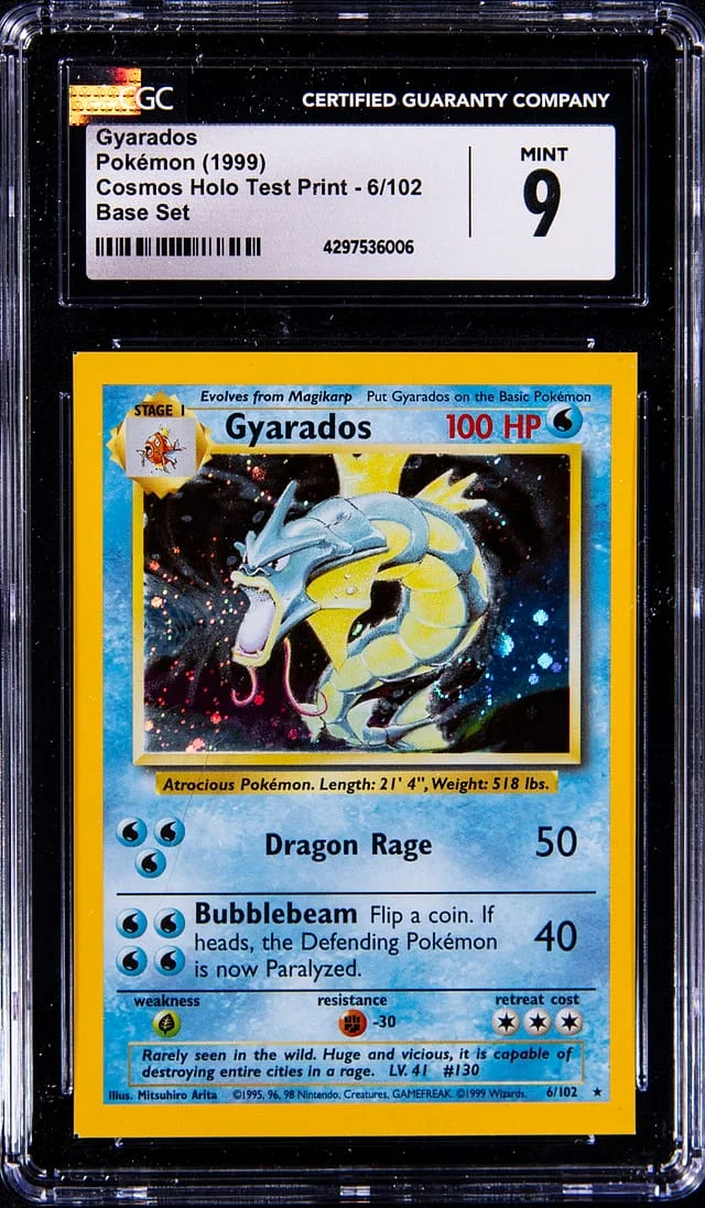 1999 Pokemon Cosmos Holo Test Print Rare Holofoil Gyarados #6 card image