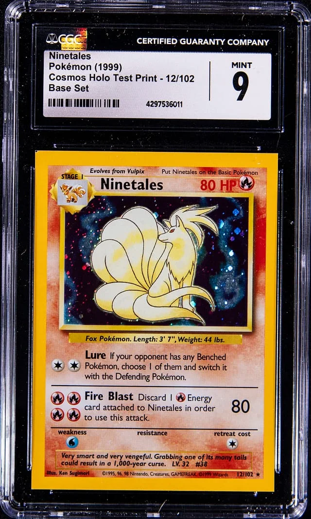 1999 Pokemon Cosmos Holo Test Print Rare Holofoil Ninetales #12 card image