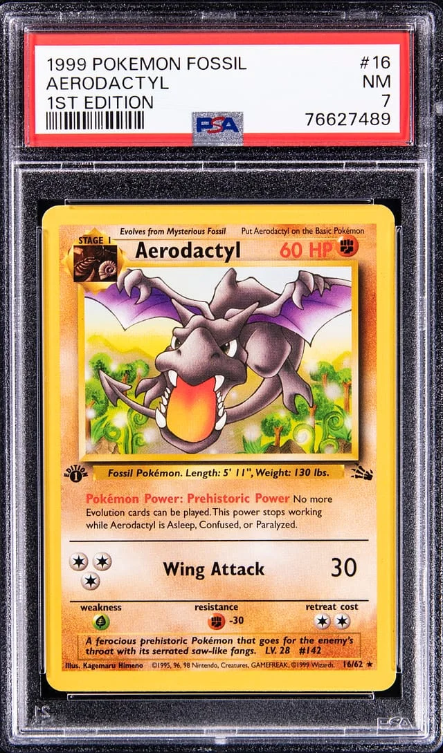 1999 Pokemon Fossil 1st Edition Aerodactyl #16 card image