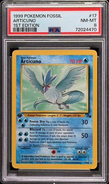 1999 Pokemon Fossil 1st Edition Articuno #17 card image