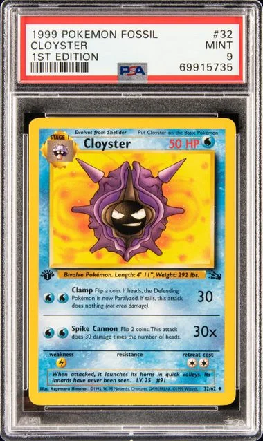1999 Pokemon Fossil 1st Edition Cloyster #32 card image