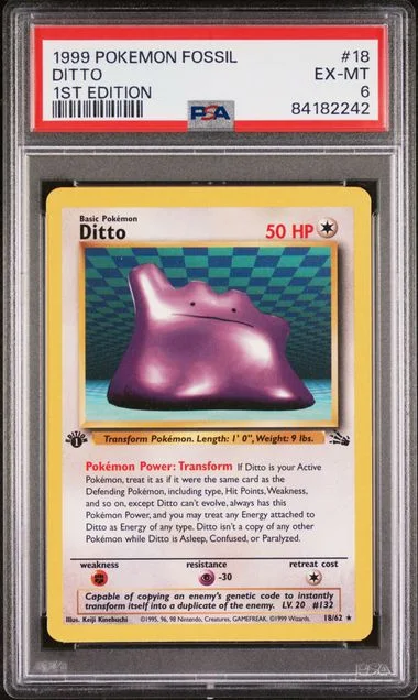 1999 Pokemon Fossil 1st Edition Ditto #18 card image