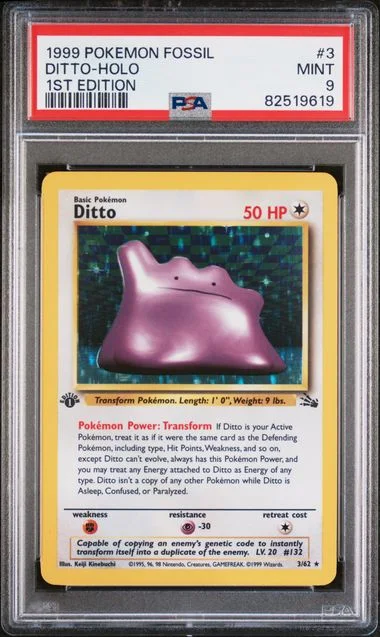 1999 Pokemon Fossil 1st Edition Ditto-Holo #3 card image