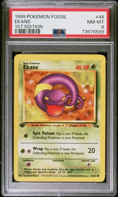 1999 Pokemon Fossil 1st Edition Ekans #46 card image