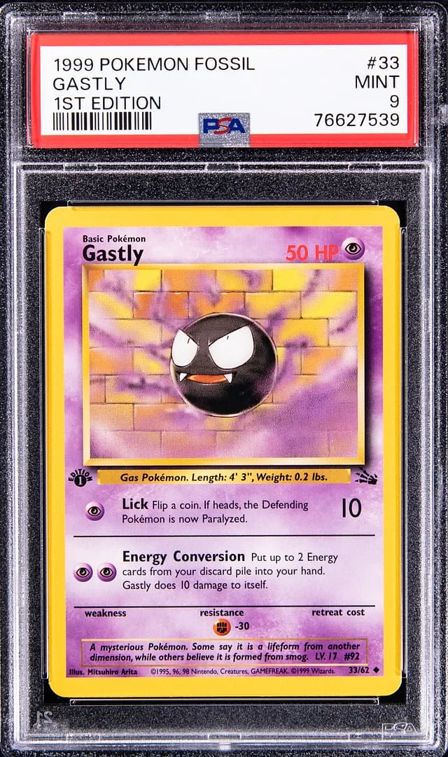 1999 Pokemon Fossil 1st Edition Gastly #33 card image