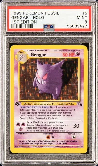 1999 Pokemon Fossil 1st Edition Gengar-Holo #5 card image
