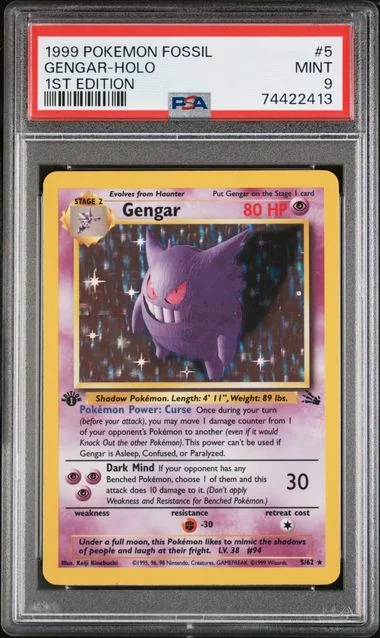 1999 Pokemon Fossil 1st Edition Gengar-Holofoil #5 card image