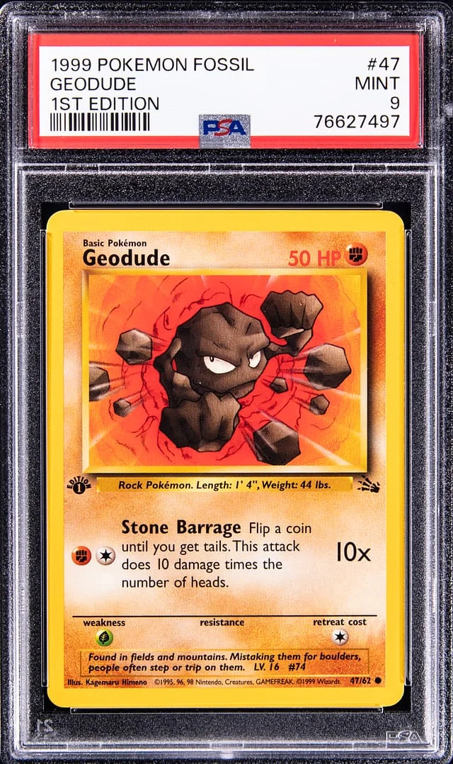 1999 Pokemon Fossil 1st Edition Geodude #47 card image
