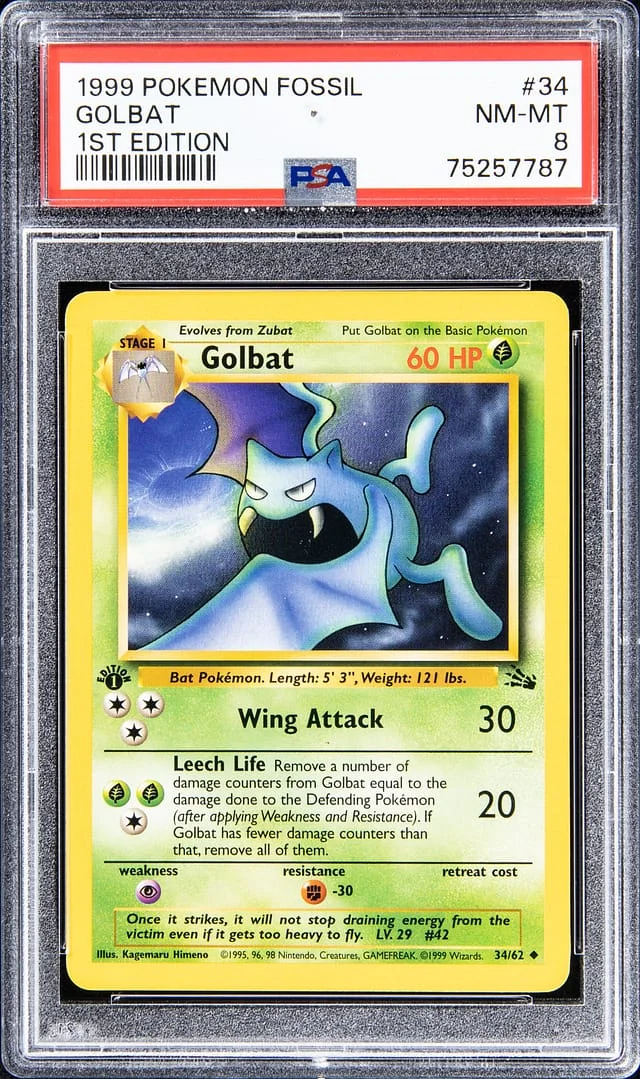 1999 Pokemon Fossil 1st Edition Golbat #34 card image