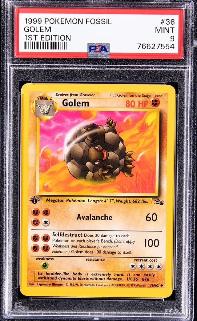 1999 Pokemon Fossil 1st Edition Golem #36 card image