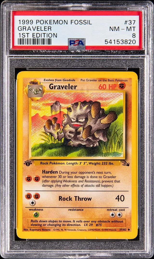 1999 Pokemon Fossil 1st Edition Graveler #37 card image