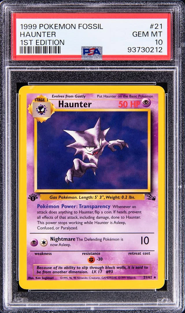 1999 Pokemon Fossil 1st Edition Haunter #21 card image