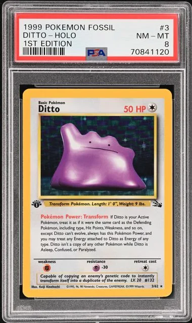1999 Pokemon Fossil 1st Edition - Holofoil Ditto #3 card image